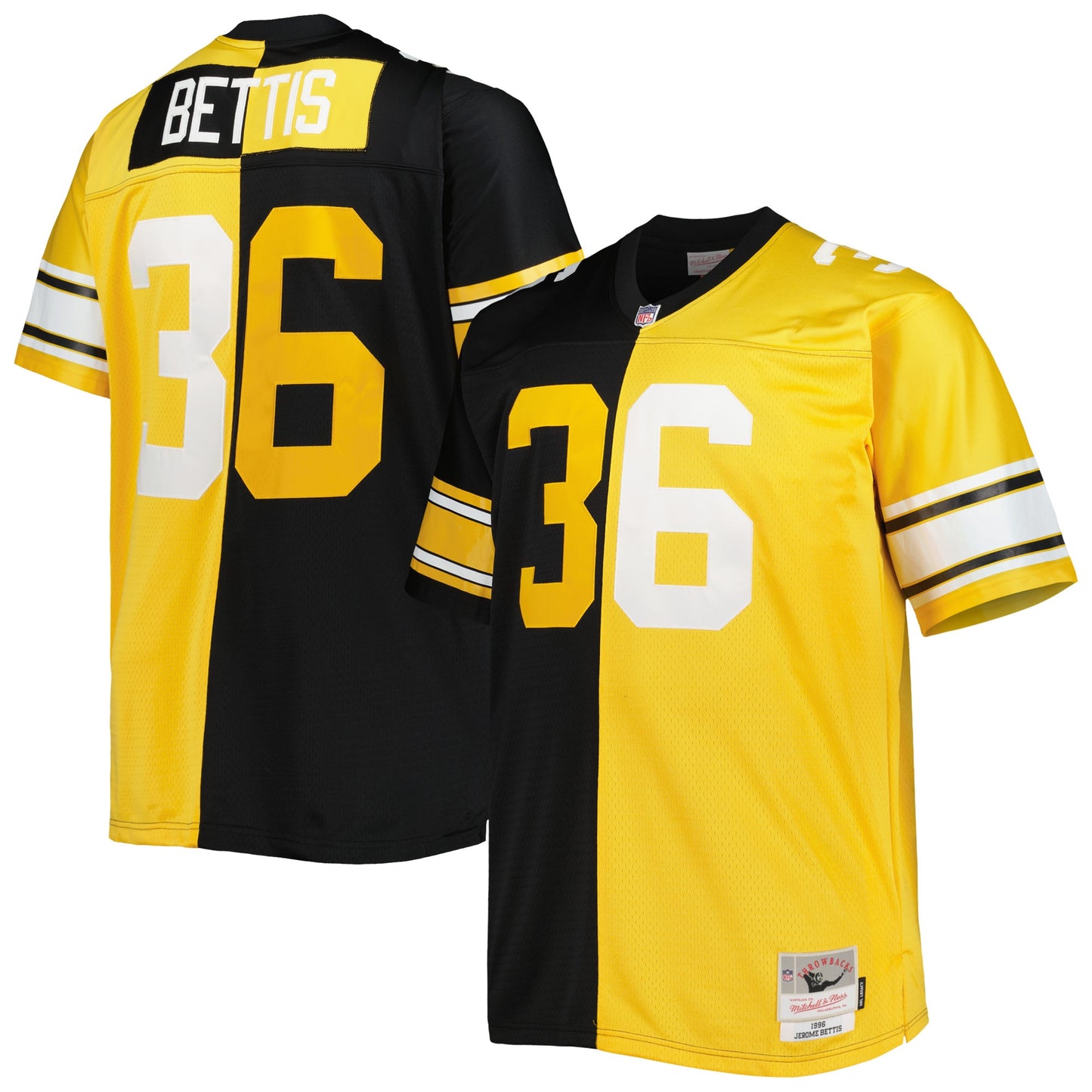 Jerome Bettis Pittsburgh Steelers Mitchell & Ness Big & Tall Split Legacy Retired Player Replica Jersey - Black/Gold