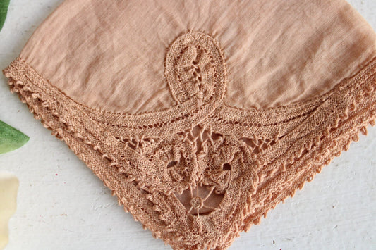Natural Plant Hand Dyed Pink 1930s Handkerchief